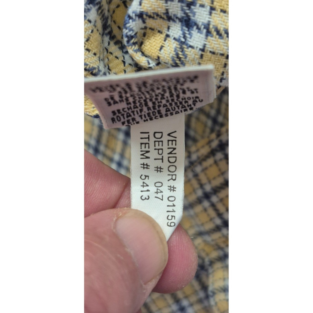VTG Eddie Bauer AKA men's yellow plaid long sleever button up shirt XLT‎ Cotton - Picture 6 of 13